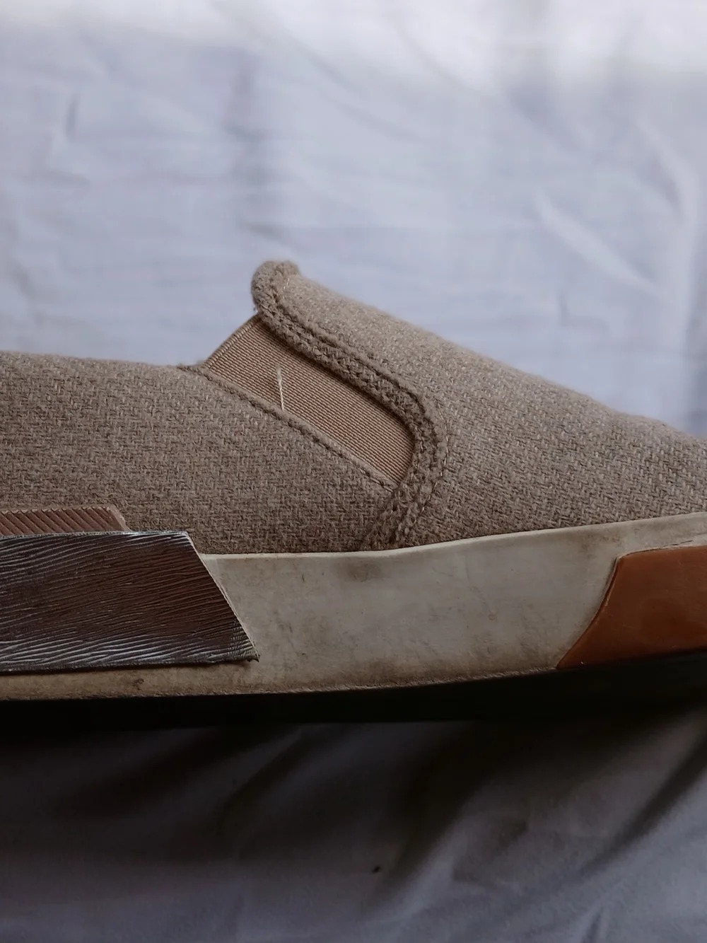 Dolce Vita Beige Canvas Slip-On Loafers with Gum Sole